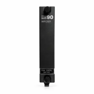 ABB IMFCS01 Frequency Counter Module and illustrated Bailey frequency counter and hydraulic servo module lineup on white background