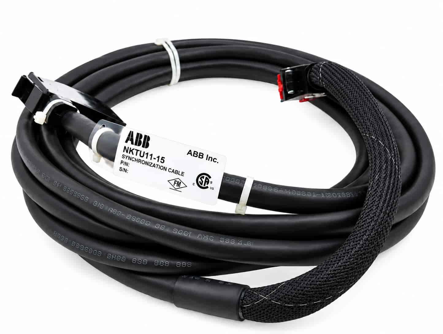 ABB NKTU11-15 Cable – illustrative black industrial cable assembly with connectors on white background
