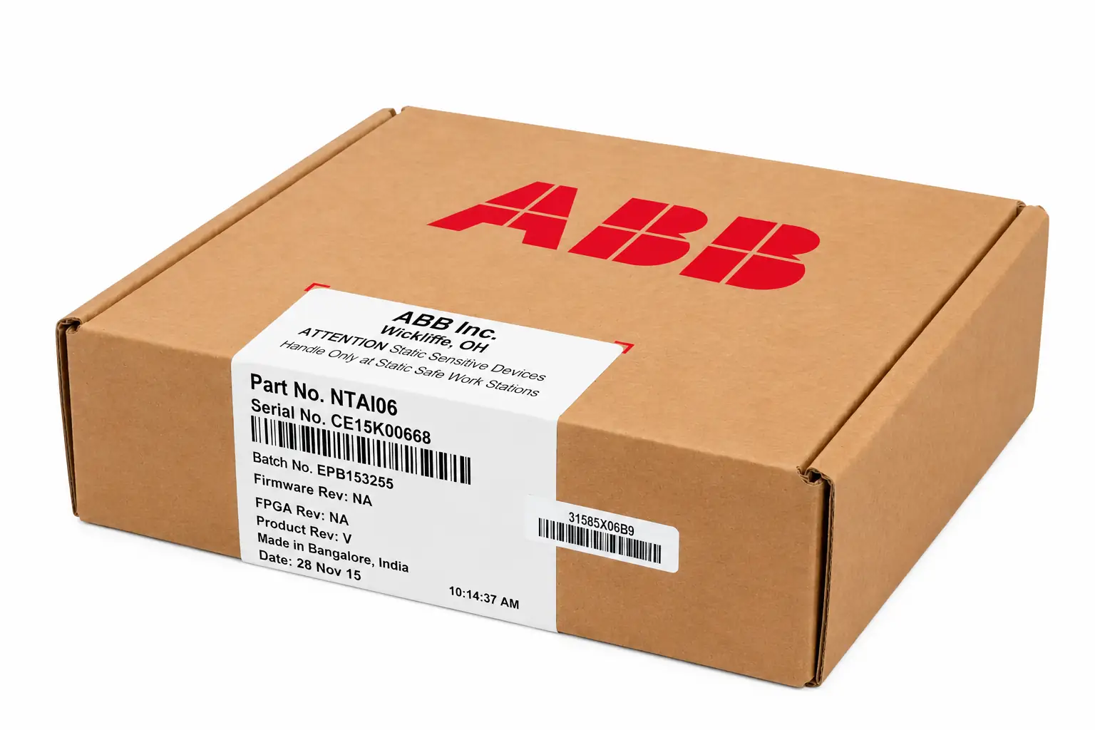 ABB NTAI06 Analog Input Termination Unit – ABB Branded Packaging Illustration on White Background