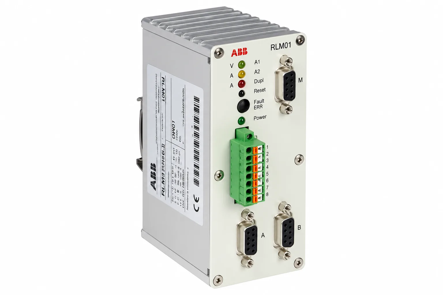 ABB RLM01 PROFIBUS Redundancy Link Module and RLM02 – Product Illustration on White Background