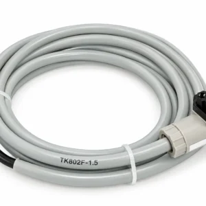 ABB TK212-1.5 industrial cable assembly with black coiled cable and two multi-pin connectors on white background