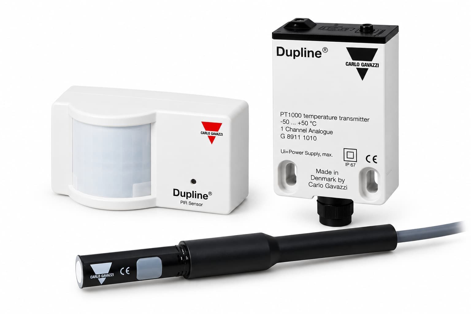 Carlo Gavazzi Dupline PIR motion sensor magnetic proximity sensor and temperature sensor